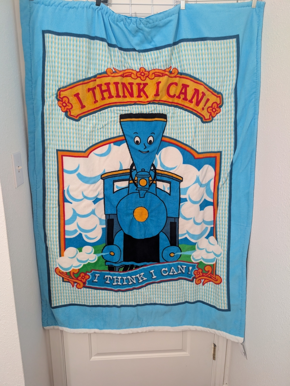 I Think I Can Train Blanket 42x60 Blue Kids Fleece Vintage Style